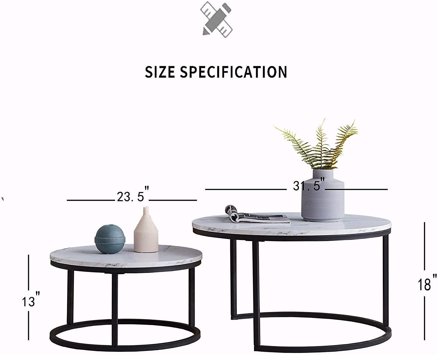 Nest Of Tables : Nesting Coffee Table Set of 2 Modern Accent Coffee Table
