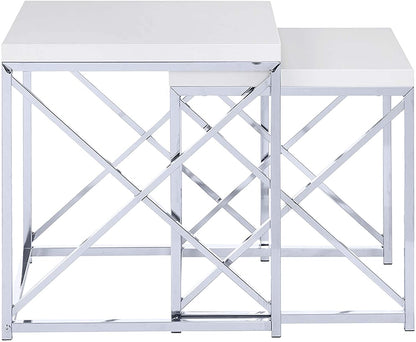 Nest Of Tables : Nesting Table, Chrome Metal Table Set, 2 pcs