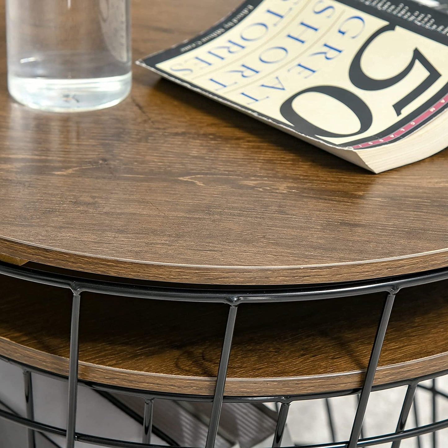 Nest Of Tables: Nesting Tables with Metal Frame, Modern Wood End Table Set, Living Room Side Tables (Oak, Set of 3)