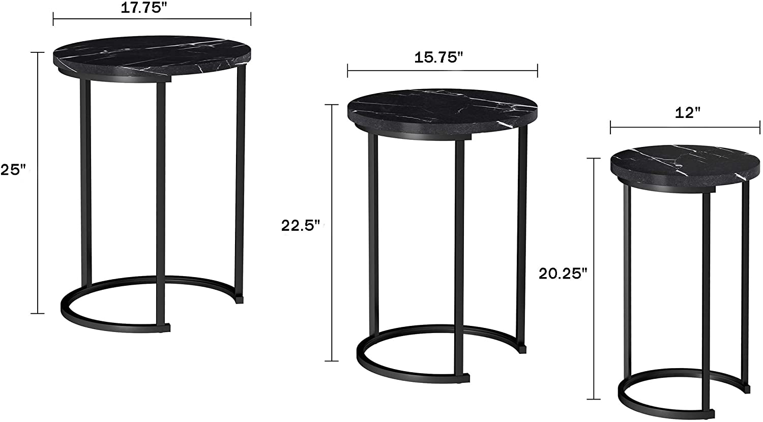 Nest Of Tables Round Nesting Tables, Largest Dimensions GKW Retail