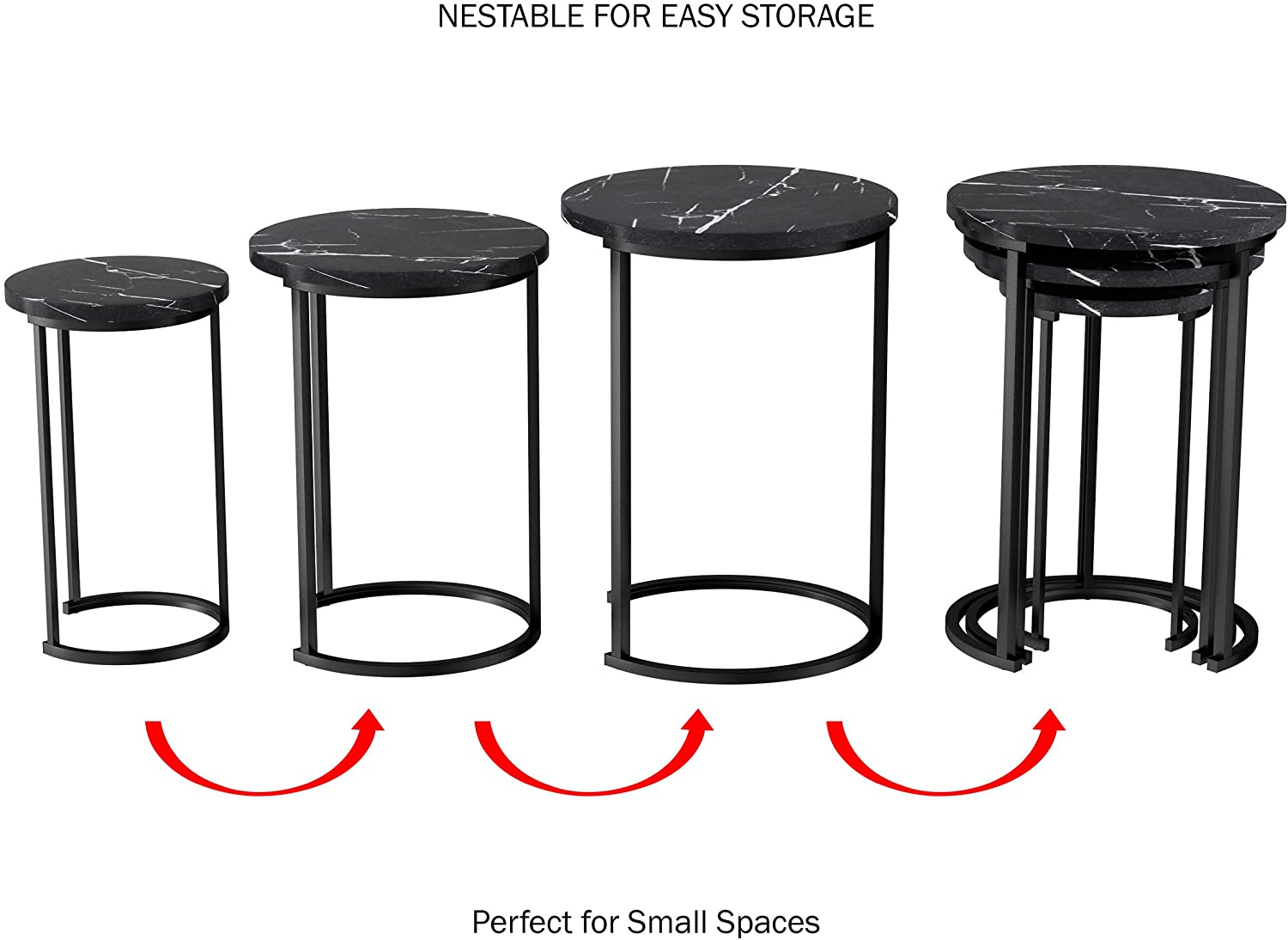Nest Of Tables Round Nesting Tables, Largest Dimensions