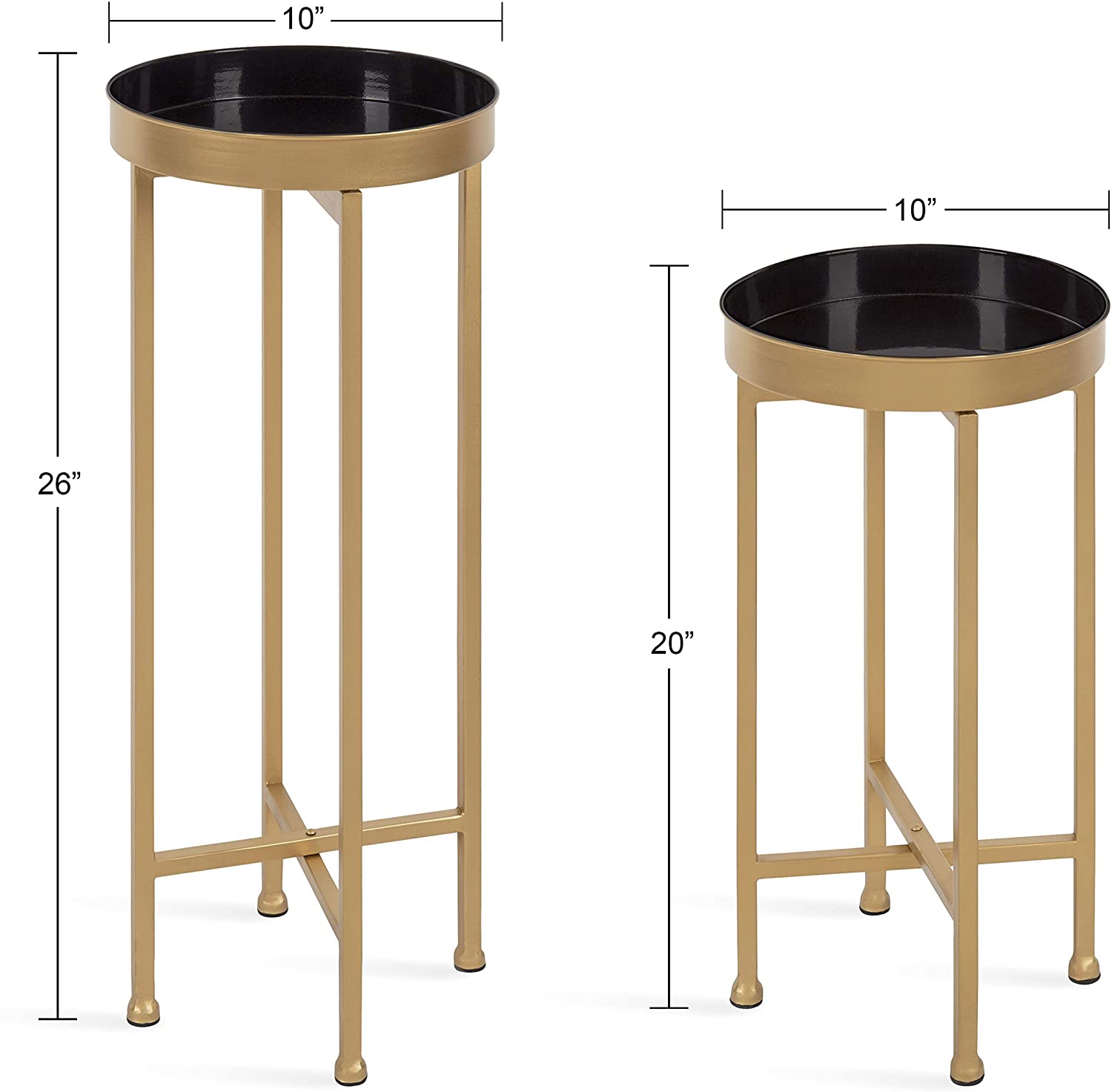 Nest Of Tables: Set of 2, Gold and Black, Decorative Modern Glam End Table