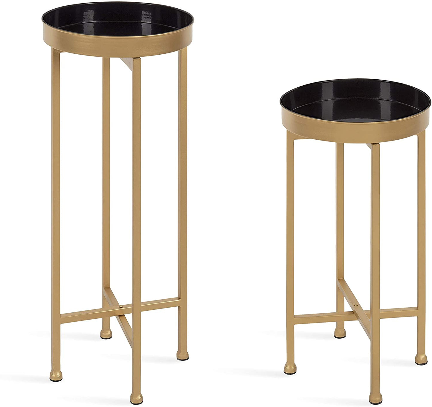 Nest Of Tables: Set of 2, Gold and Black, Decorative Modern Glam End Table