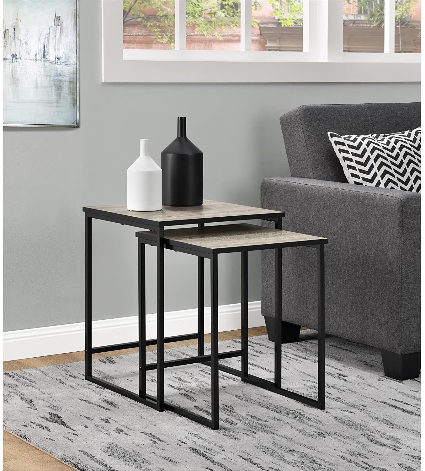 Nest Of Tables : Stewart Nesting Tables, Weathered Oak