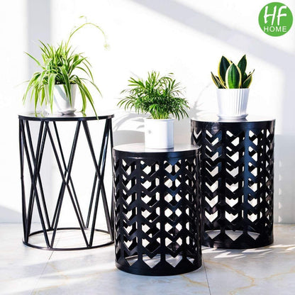 Nest Of Tables Tables Plant Stand for Living Room Balcony Home Garden Stool Patio Outdoor- Black 