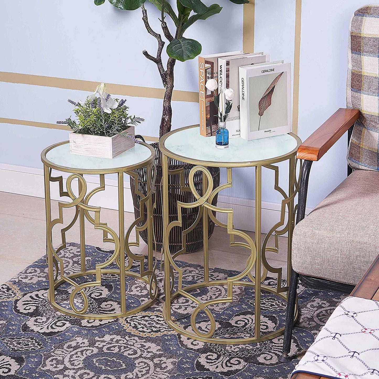 Nest Of Tables: Top Set of 2, Stacking Small Coffee Tables for Small Space Living Room