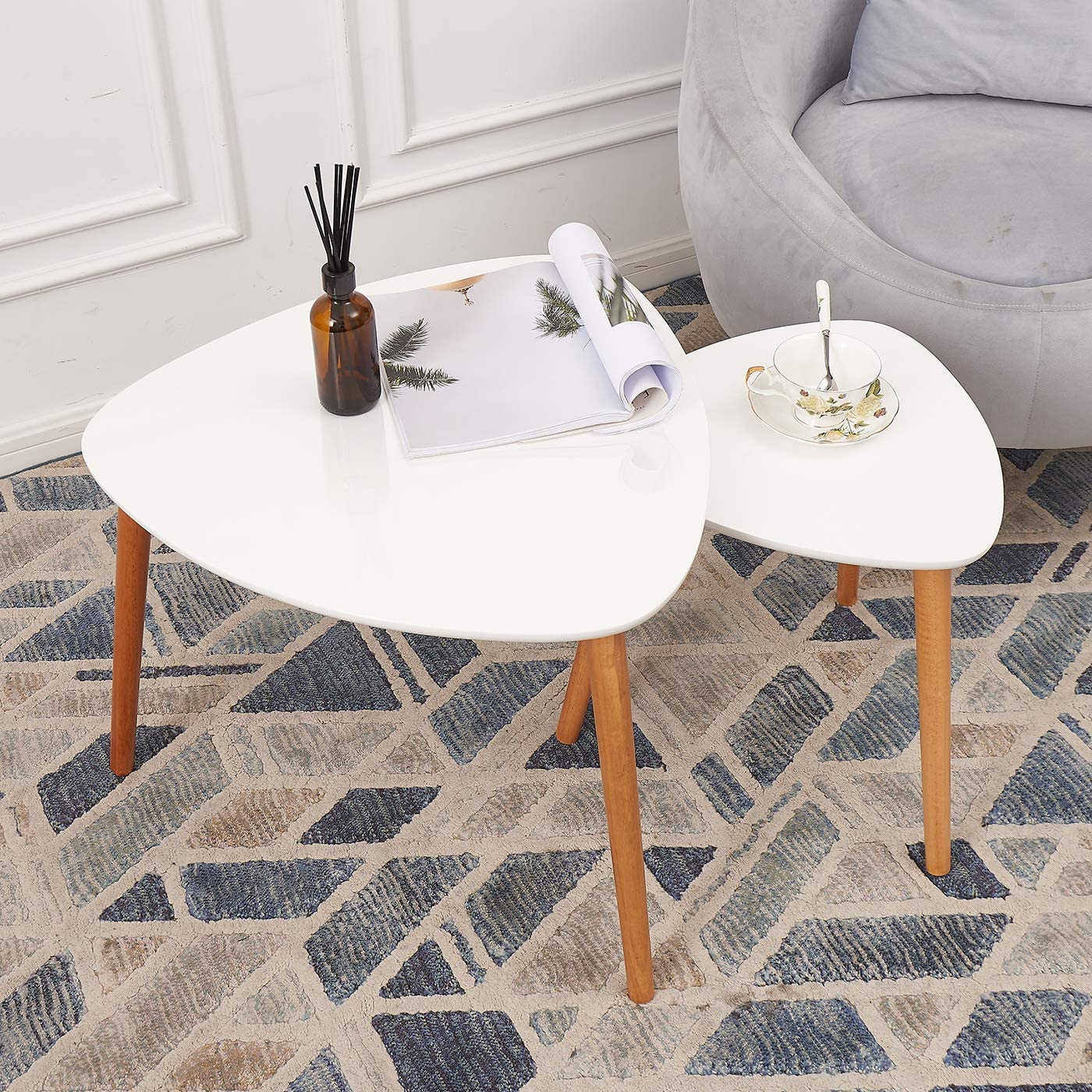 Nest Of Tables : White Nesting Coffee Table for Living Room