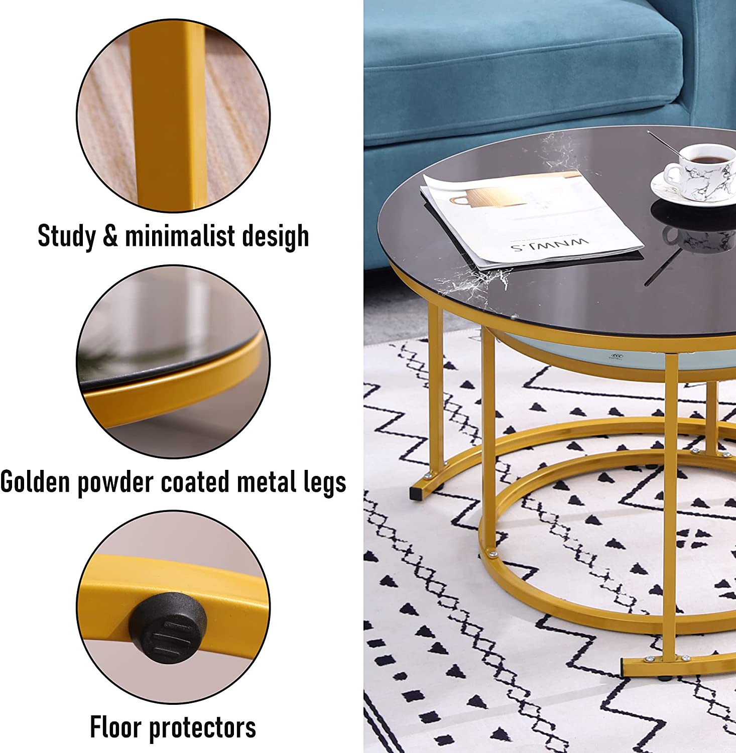 Nest Of Tables : Modern Round Nesting Coffee Table Set