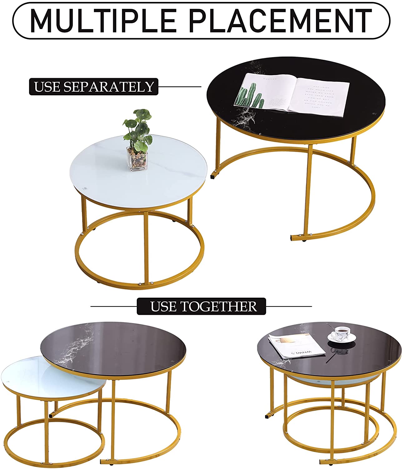 Nest Of Tables : Modern Round Nesting Coffee Table Set