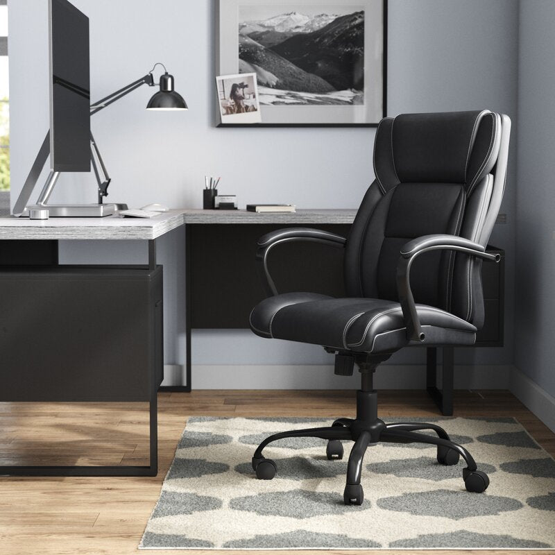 Office Chair : Black Faux Leatherette chair