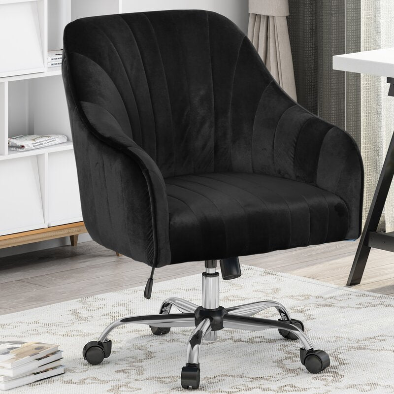 Office Chair : Black Velvet Office Chair