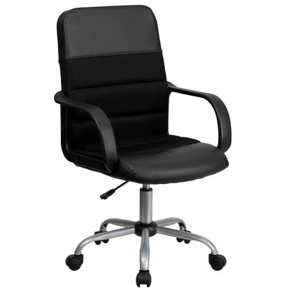 Office Chair : Mid-Back Black Leatherette Office Chair