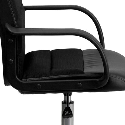 Office Chair : Mid-Back Black Leatherette Office Chair