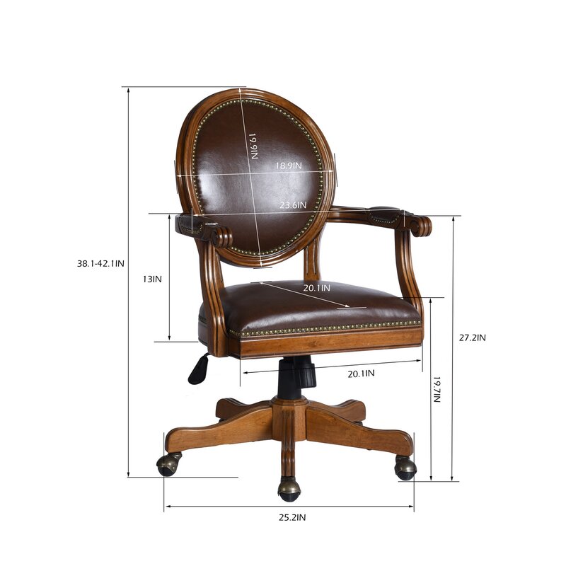 Office Chair : Upholstered Brown Faux Leatherette Office Chair