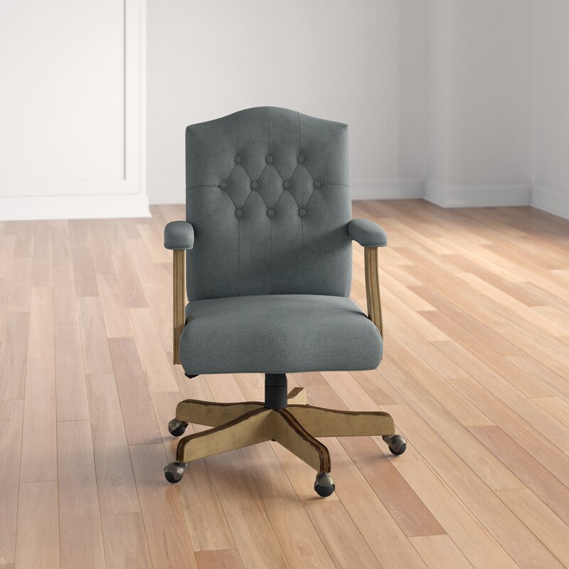 Office Chair  Upholstered Wooden Grey Chair