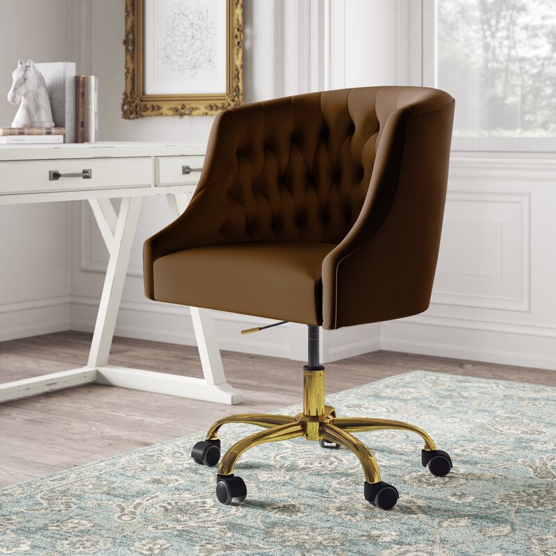 Brown velvet deals desk chair