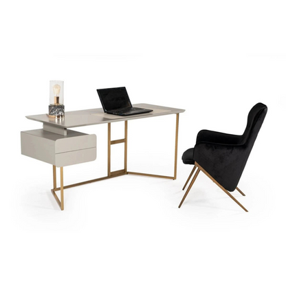 Office Desk Modern Grey & Bronze Desk