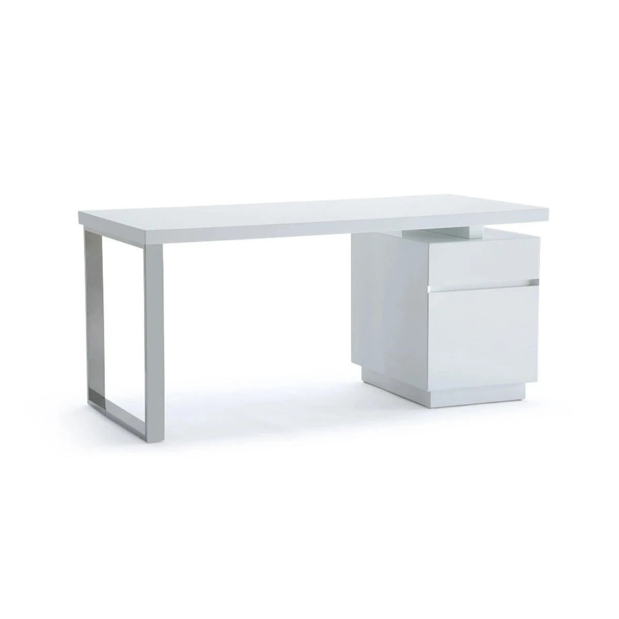 Office Desk White & Stainless Steel Office Desk