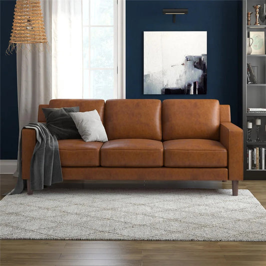Office Furniture : BEN 78'' Faux Leatherette Square Arm Sofa
