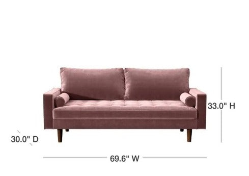 Office  JOHN 69.68'' Velvet Square Arm Sofa