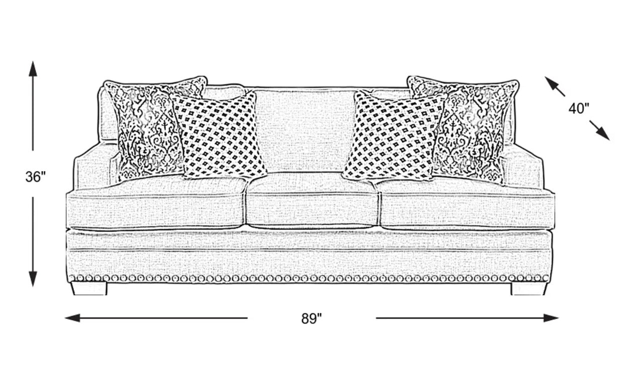 Office Sofa 90'' Recessed Arm Sofa with Reversible Cushions