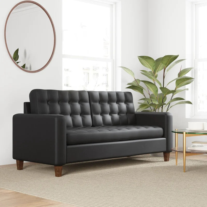 Office Sofa : SID 76'' Vegan Leatherette Square Arm Sofa