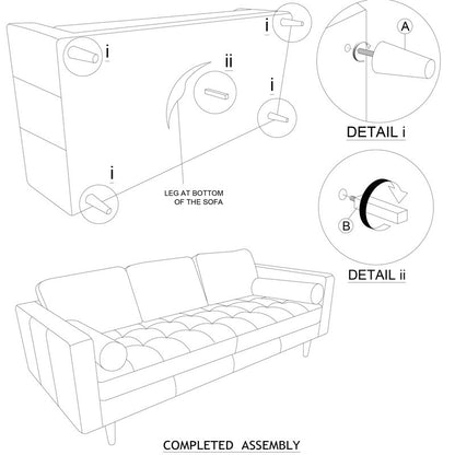 Office Sofa : ZEN 84'' Velvet Square Arm Sofa