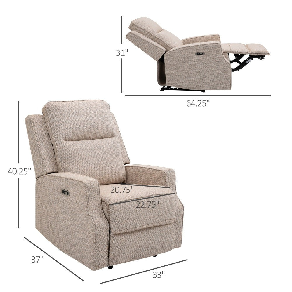 One seater sofa: Fabric Upholstered Recliner Chair/Armchair Sofa With Retractable Footrest