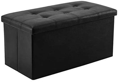 Ottomans : 30 inches Folding Storage Ottoman Leatherette Brown Footrest with Foam Padded