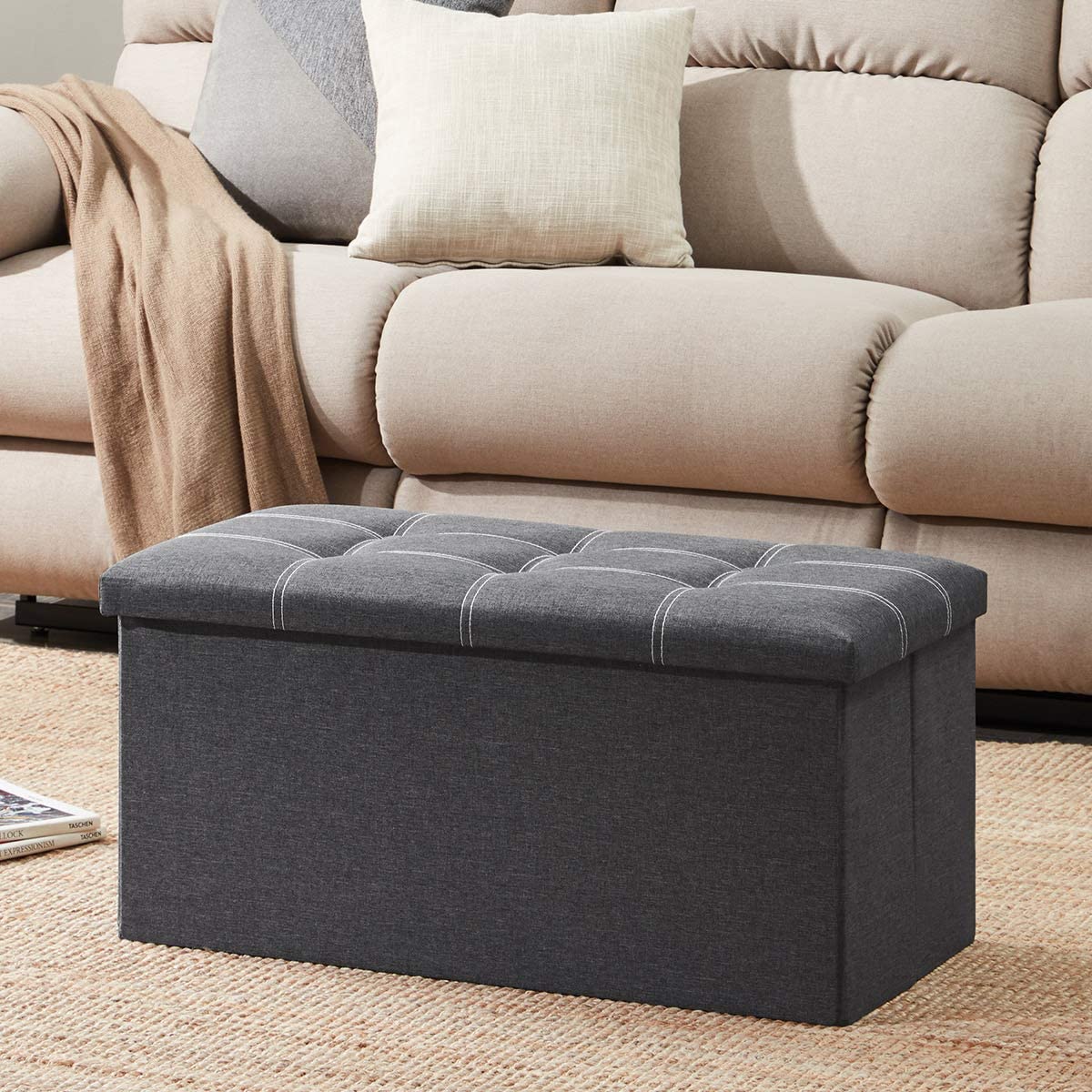 Ottomans : 30 inches Storage Ottoman Bench, Foldable Footrest