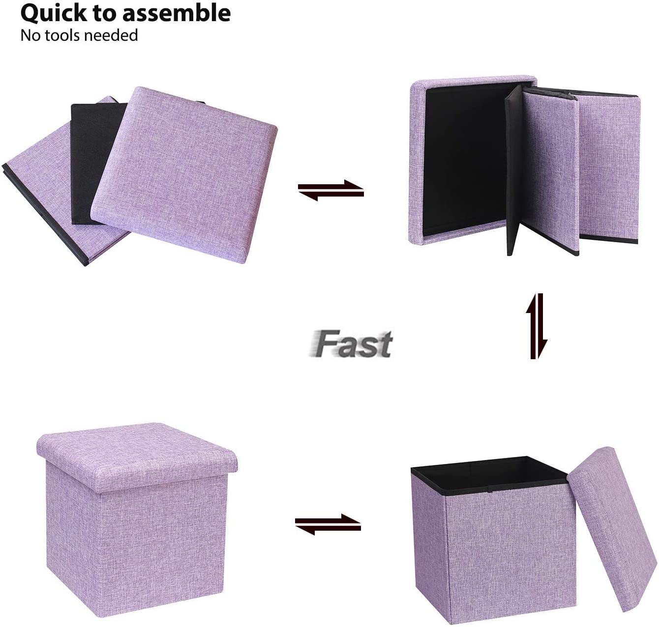 Ottomans : Folding Storage Ottoman Cube with Faux Leatherette