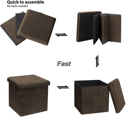 Ottomans : Folding Storage Ottoman Cube with Faux Leatherette