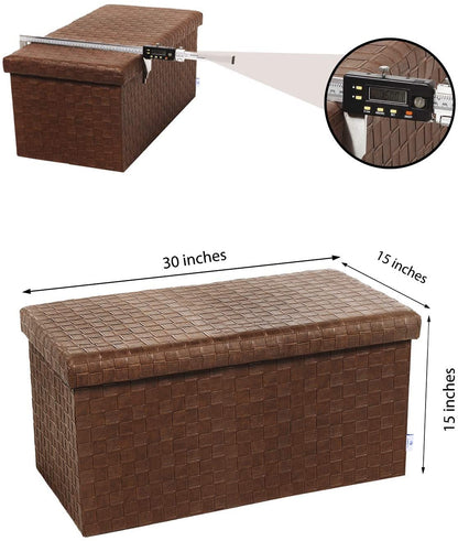 Ottomans : Folding Storage Ottoman, Faux Leatherette Footrest Stool Long Bench