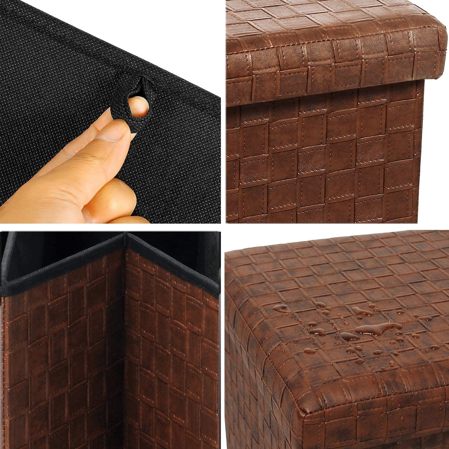 Ottomans : Folding Storage Ottoman, Faux Leatherette Footrest Stool Long Bench