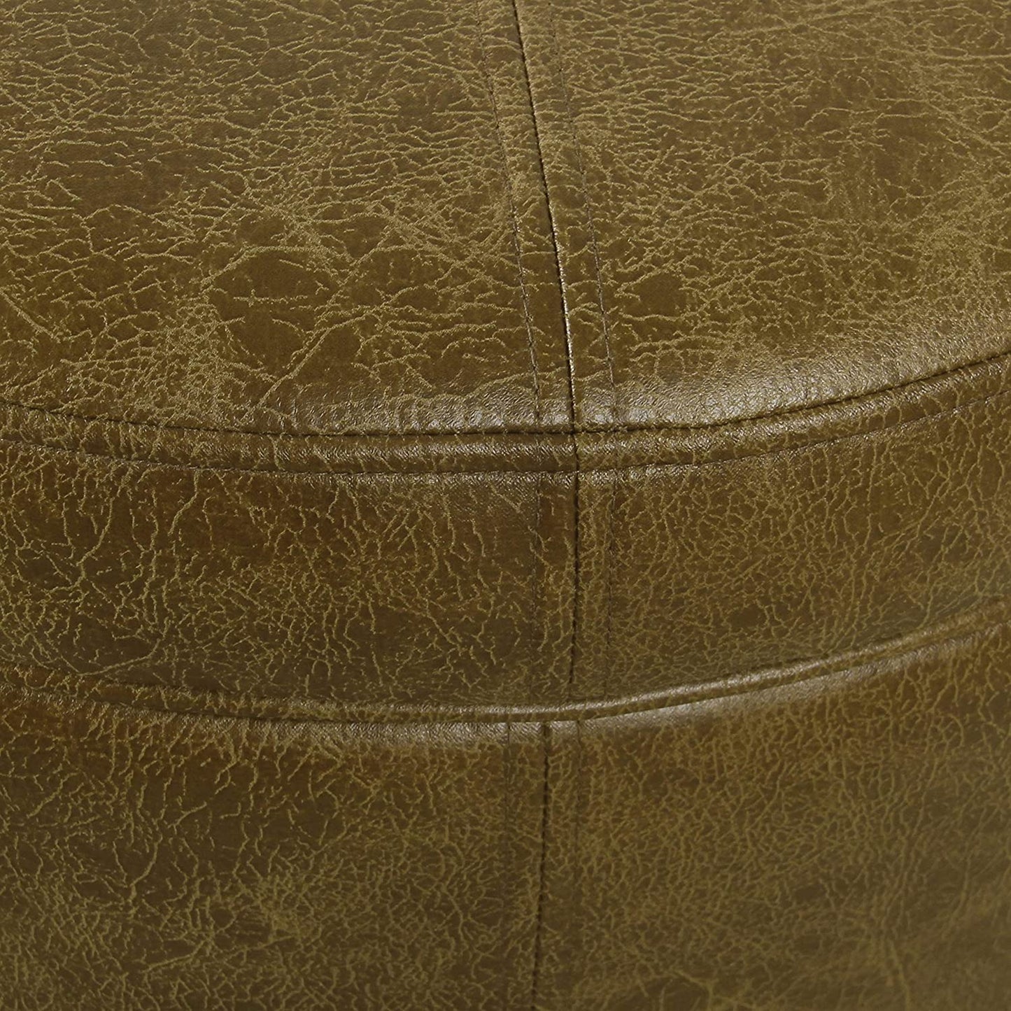 Ottomans : Large Leatherette Storage Ottoman Distressed Brown Faux Leatherette