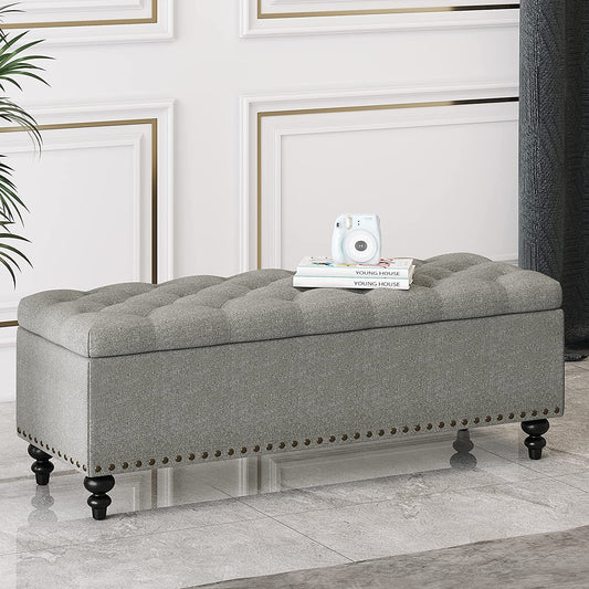 Ottomans : Ottoman Bench with Storage, Storage Bench with Safety Hinge