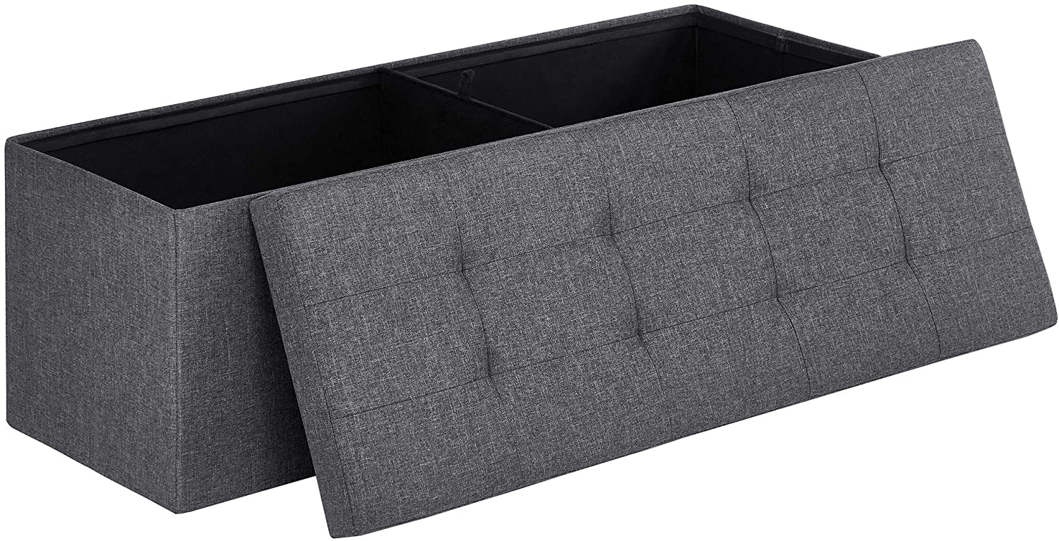 Ottomans : Storage Ottoman Bench, Padded Chest with Lid, Folding Seat