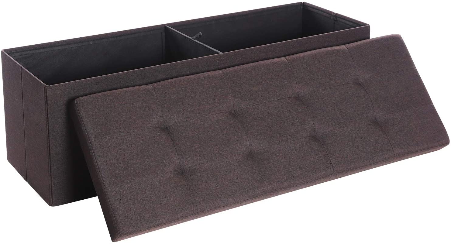 Ottomans : Storage Ottoman Bench, Padded Chest with Lid, Folding Seat