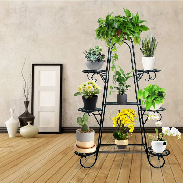 Plant Stand: Black Metal Multi-tiered Plant Stand