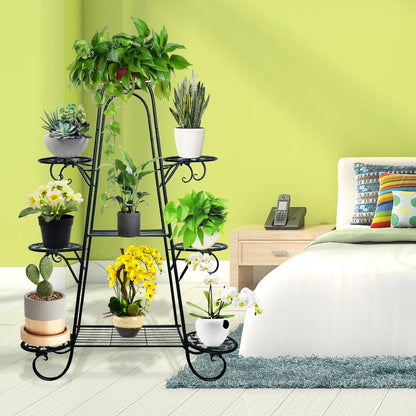 Plant Stand: Black Metal Multi-Tiered Plant Stand