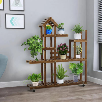 Plant Stand: Free Form Multi-Tiered Solid Wood Plant Stand