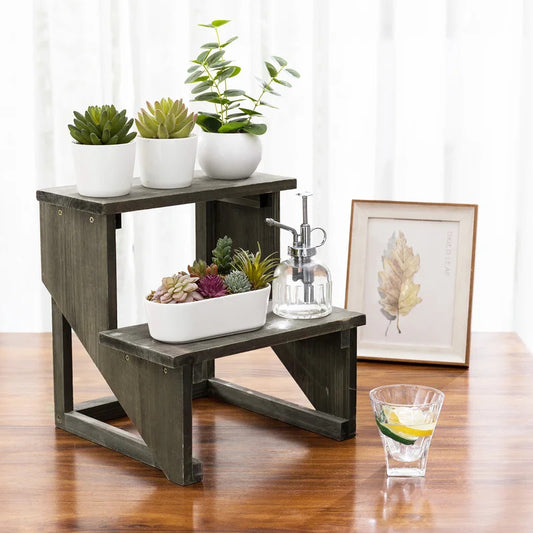 Plant Stand: Solid Wood 2 shelves Plant Stand