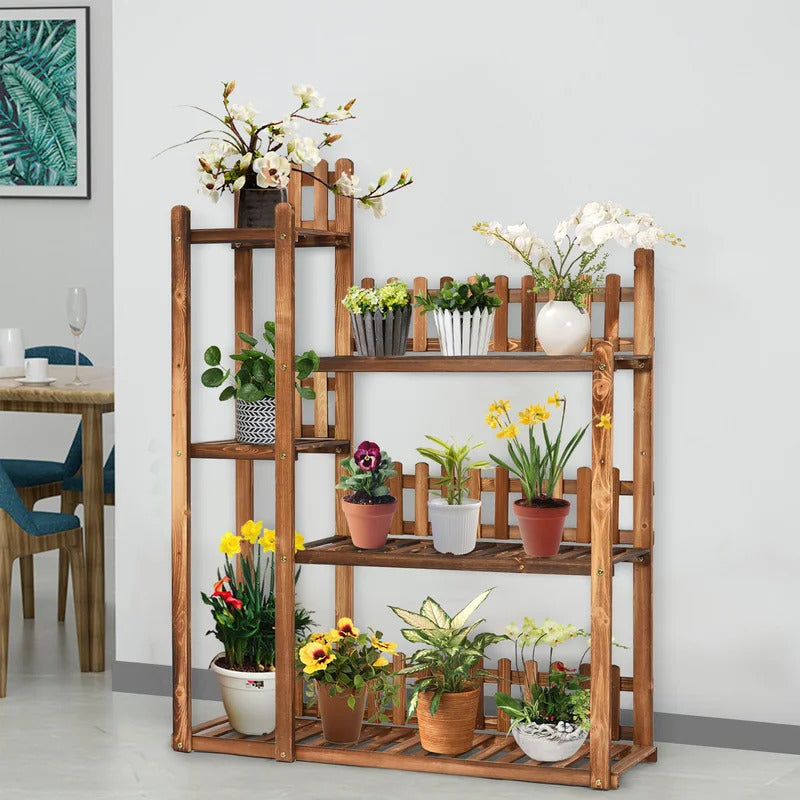 Plant Stand: Square Etagere Wood Plant Stand