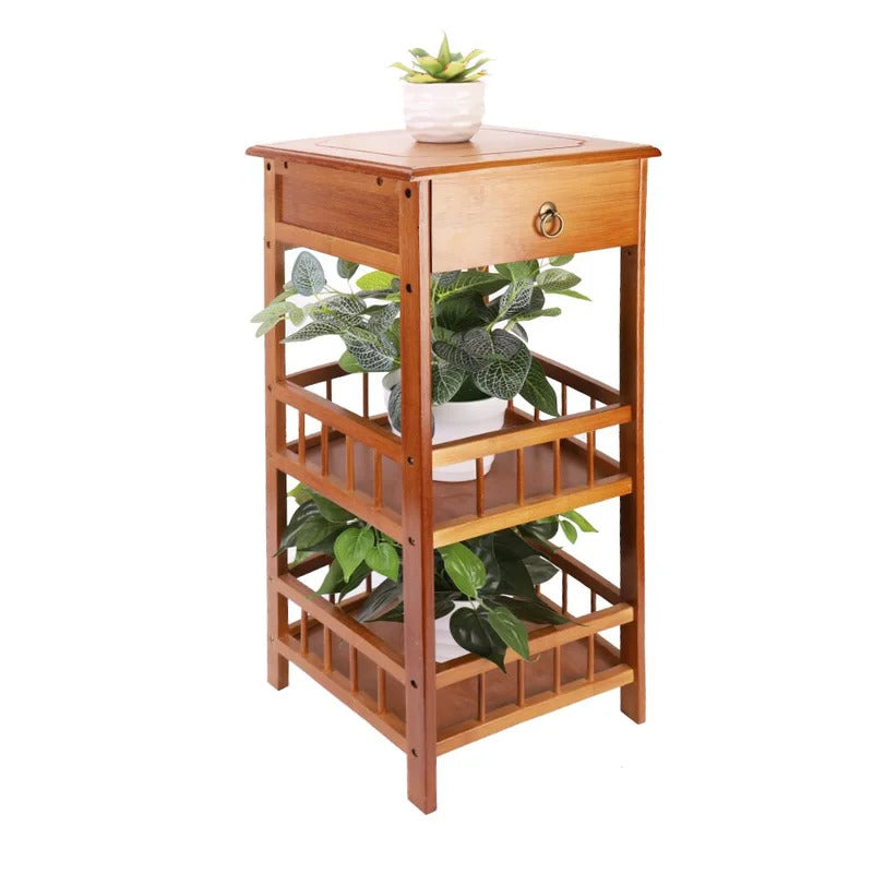 Plant Stand: Square Multi-Tiered Bamboo Plant Stand