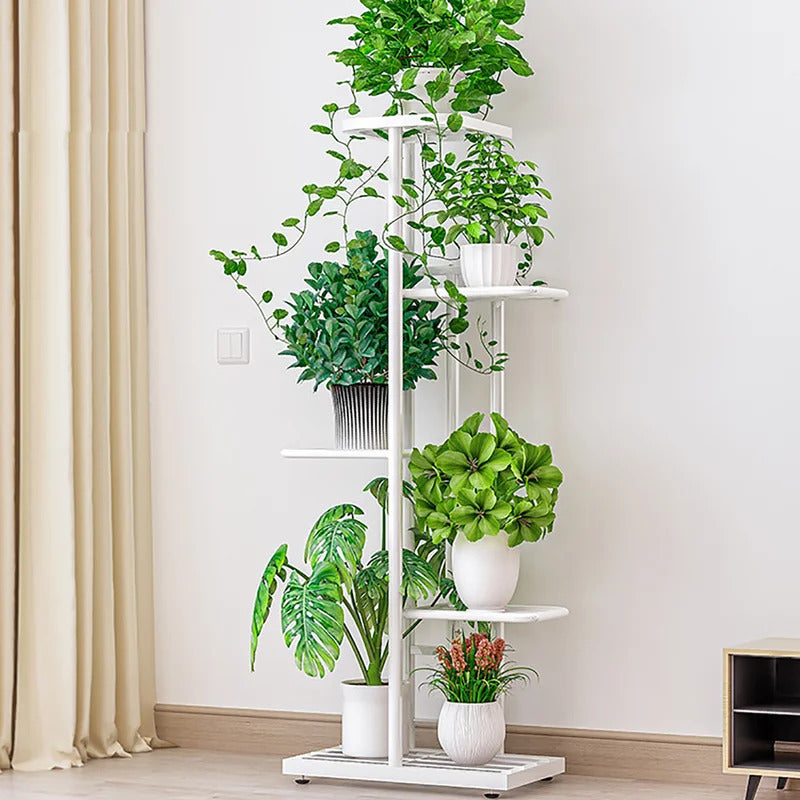 Plant Stand: White Rectangular Multi-Tiered Plant Stand