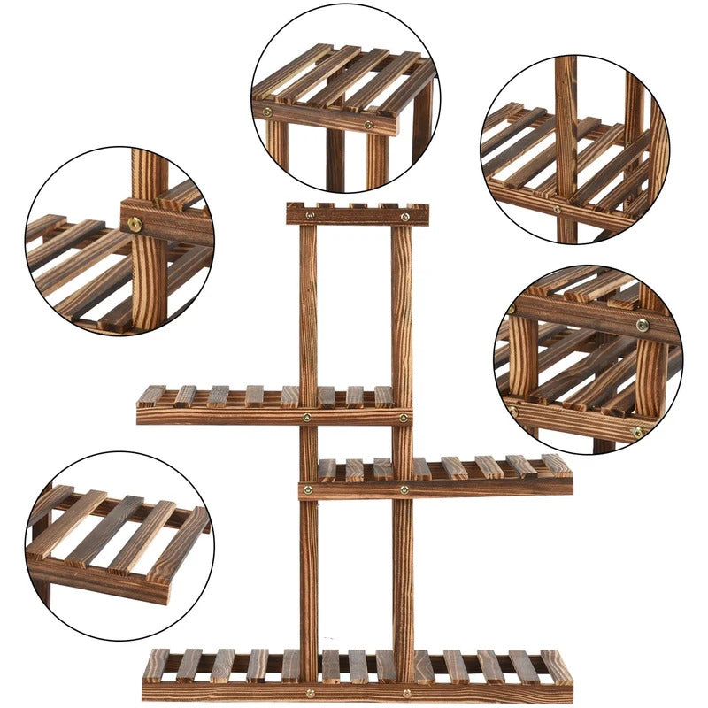 Plant Stand: Wooden Multi-Tiered Plant Stand