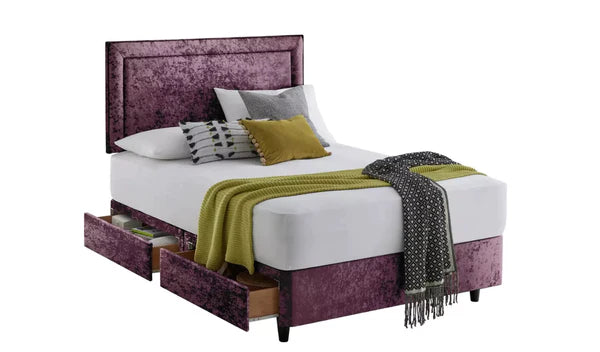Double Bed: 2 Drawer Double Divan Bed With Storage Drawers