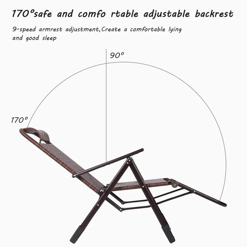 Portable Chair: Folding Recliner Chair, Adjustable Lounge Chair