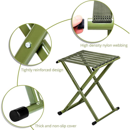 Portable Chair: Folding Stool; Height Heavy Duty Camping Stool