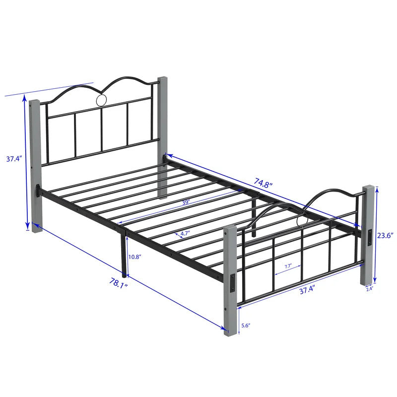 Poster Bed: Twin Size Metal Poster Bed